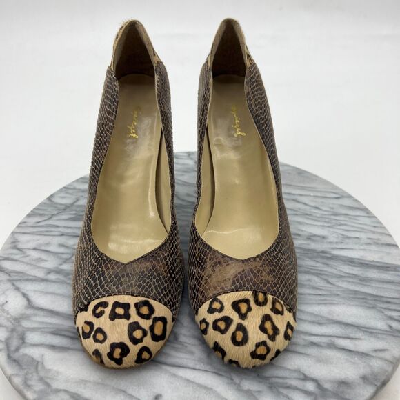 Spiegel Pumps Womens 10B Leopard Print Textured Leather Stiletto Cap Toe Heel - Picture 5 of 11